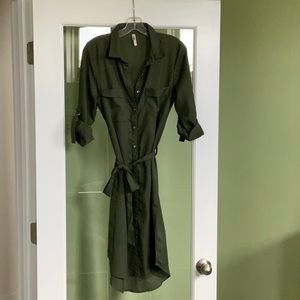 Olive green blouse dress Size M.
